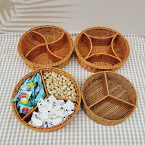 Day Style Fruit Pan Doog Living Room Tea Table Imitation Vine Chic Zero Food Basket Dry Fruit Pan Chinese Large Round Home Water Fruit Basket