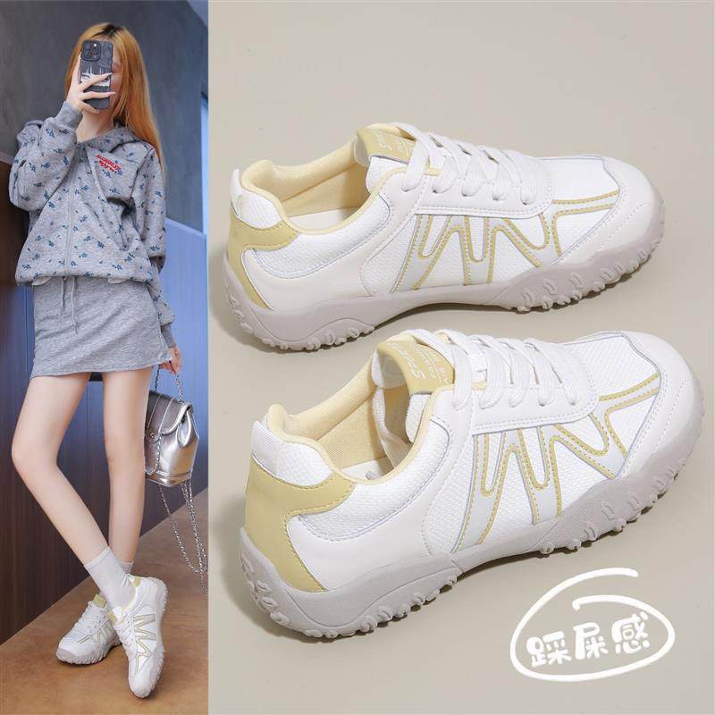 Женская обувь Yang Mi same super fire Forrest shoes, осень 2025, популярный стиль, универсальные кожаные кроссовки в немецком стиле, легкие спортивные белые туфли