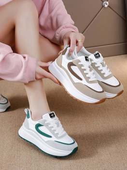 2024 Spring New Women's Chunky Sole Versatile White Sneakers Casual Sports Board Shoes ins Trendy Dad Shoes