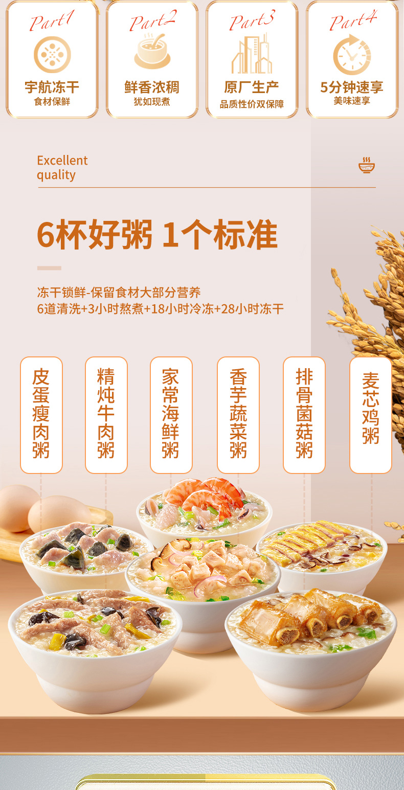 海福盛 营养早餐速食粥6杯6口味 图2