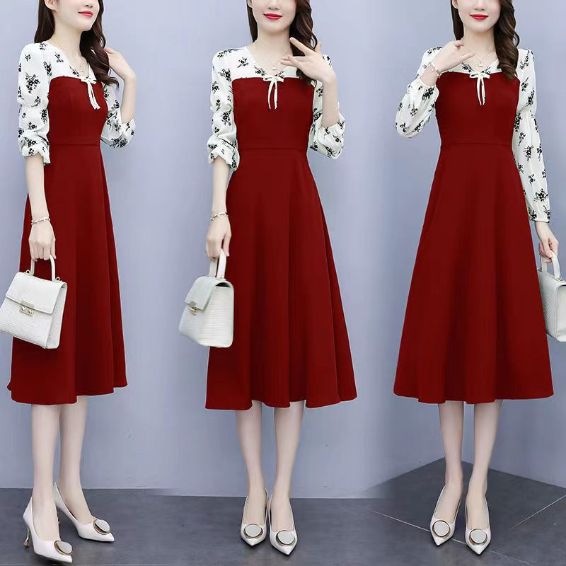 French-Style Faux Two-Piece Dress for Women, New Spring and Autumn Fashion, Elegant and Slimming A-Line Dress French-Style Faux Two-Piece Dress for Women, New Spring and Autumn Fashion, Elegant and Slimming A-Line Dress