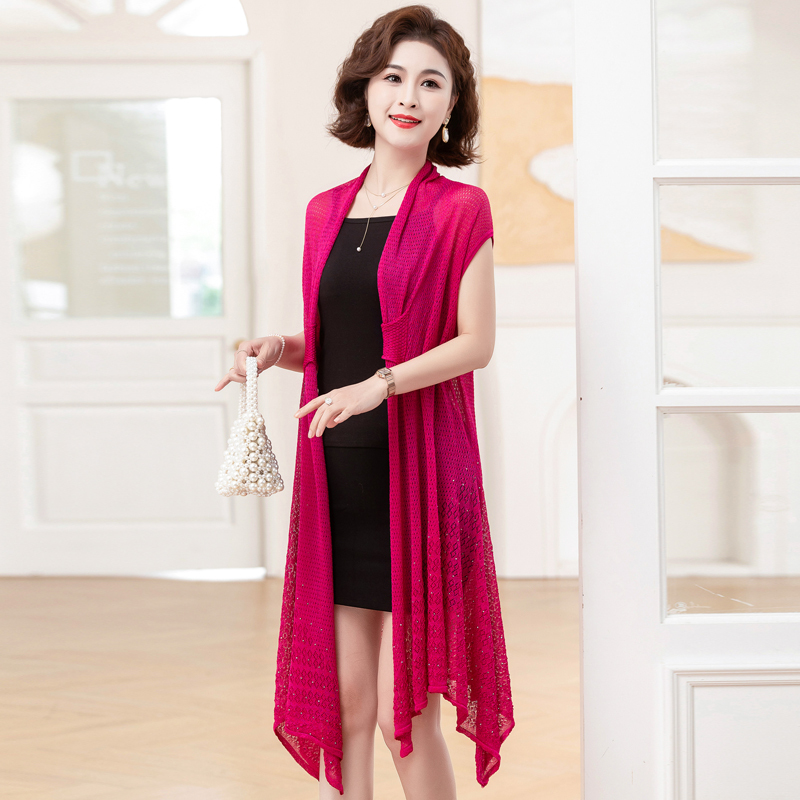 Trendy and High-End Ice Silk Shawl Top, Sun Protection Clothing for Women, Summer Wear, Thin, Mid-Length, Sleeveless Cardigan Trendy and High-End Ice Silk Shawl Top, Sun Protection Clothing for Women, Summer Wear, Thin, Mid-Length, Sleeveless Cardigan