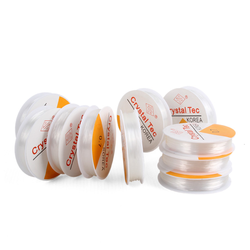 0 7mm Transparent White Crystal Elastic Thread Children's DIY Hand-woven Beaded Rope Wearing Beads Decorative Hanging Wire