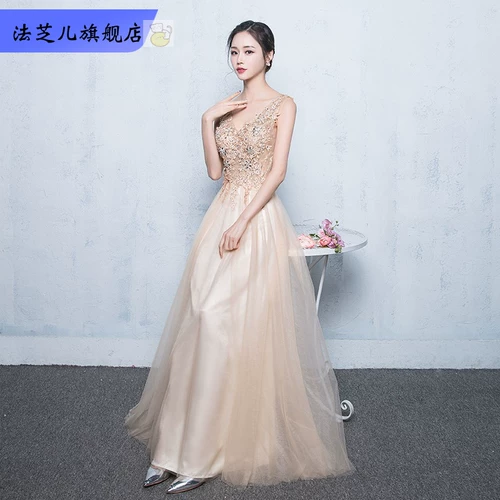 Золотое модное длинное вечернее платье, 2020, городской стиль, V-образный вырез