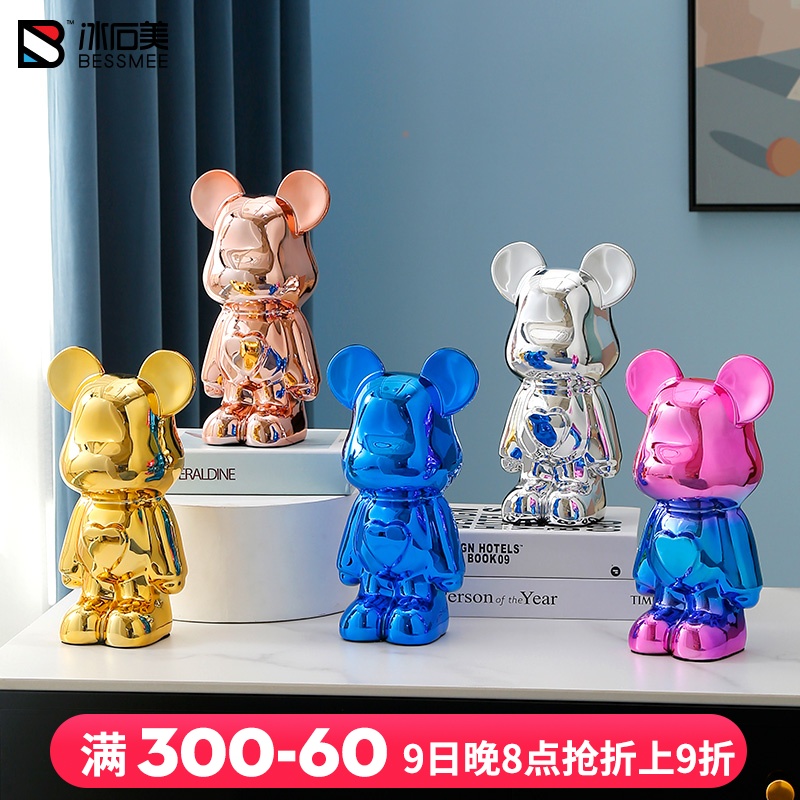 Modern light luxury Net red violent bear living room TV cabinet Cartoon Doll small ornaments company bookcase children's room decoration