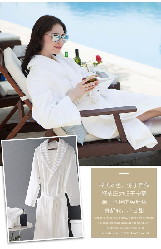 Kang Xin nam khách sạn năm sao áo choàng tắm và phụ nữ cotton terry khăn tắm áo choàng tắm vài mùa thu thân thiện với da mềm và thấm - Khăn tắm / áo choàng tắm