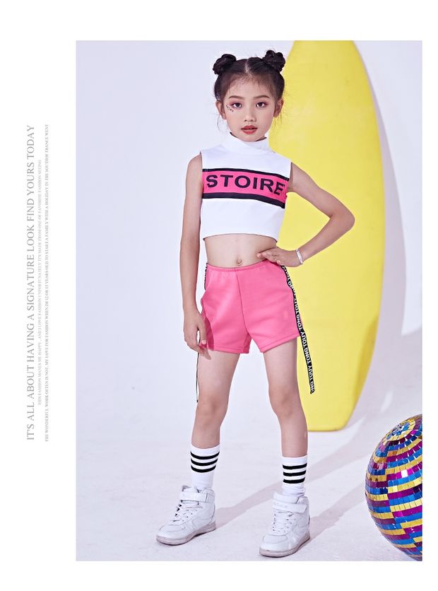 Mùa hè mới trẻ em múa rốn trang phục nhảy jazz trang phục nhảy hip hop đường phố trang phục cô gái biểu diễn quần áo trang phục giáng sinh trẻ em