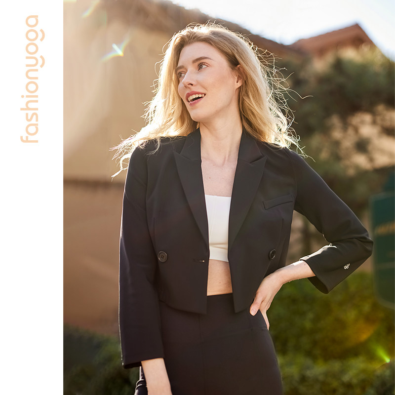 Fansheng Yoga suit women's jacket fashion simple short section self-cultivation temperament high-end black suit F11858