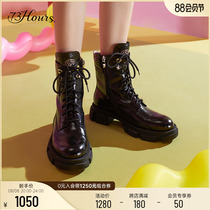 73 Hours womens shoes in the summer rock and roll new bull skin thick and warm Martin boots