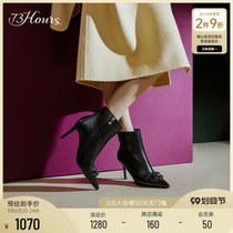 73Hours womens shoes first female owner new pointed toe stiletto chain buckle fashionable chic short boots women