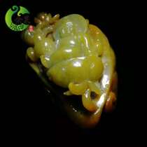 (Yu Fruit Emerald Orphan) handlebar piece of hand piece with old stock hand engraving full of color glutinous ice yellow emerald childrens opera