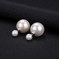 925 silver imitation pearl stud earrings female size double-sided earrings Korea Japan and Korean fashion temperament front and rear ear jewelry