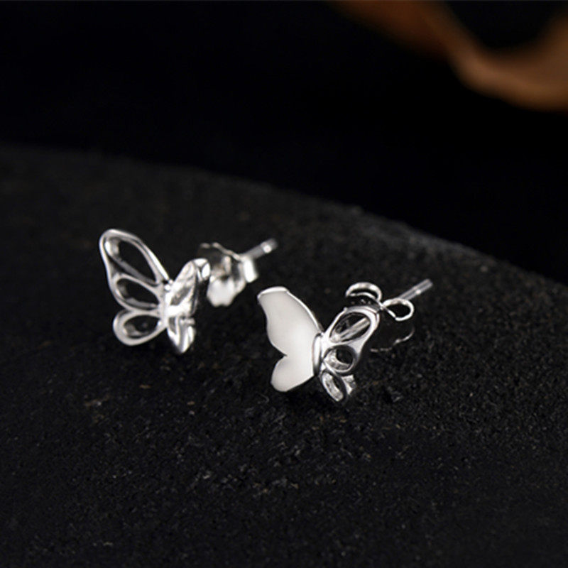 S925 sterling silver earrings 2022 new trendy high-end temperament girl butterfly earrings ear hole silver needle earrings