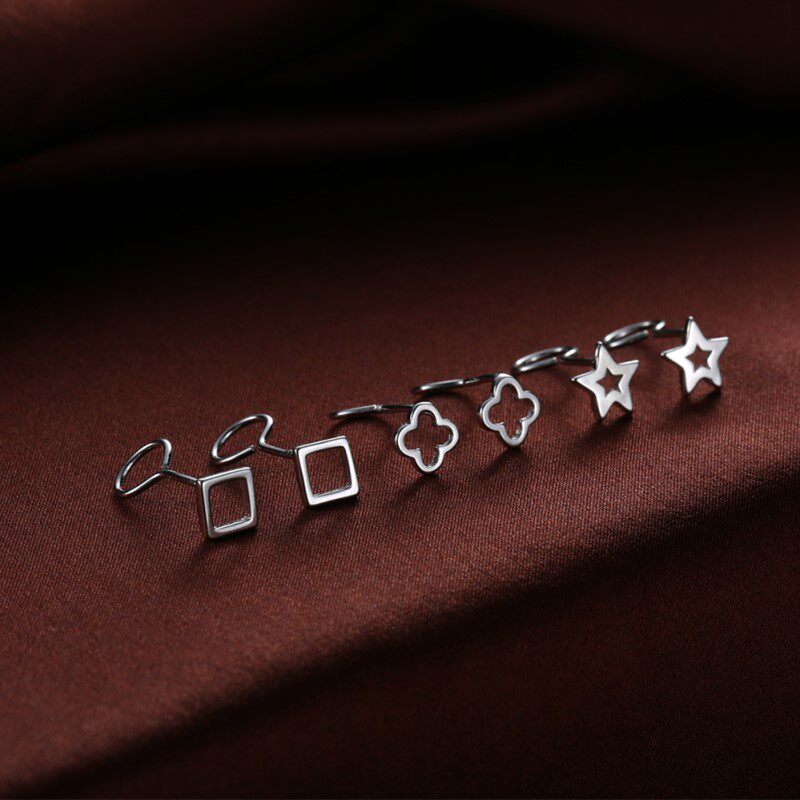 S925 Pure Silver Ear Needles 2022 New Tide Girls Four Leaves Grass Quality Ear Bone Nails Sleep-Free Ear Accessories