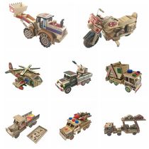 Creative retro home model desktop ornaments children's gifts wooden excavator aircraft cannon motorcycle model