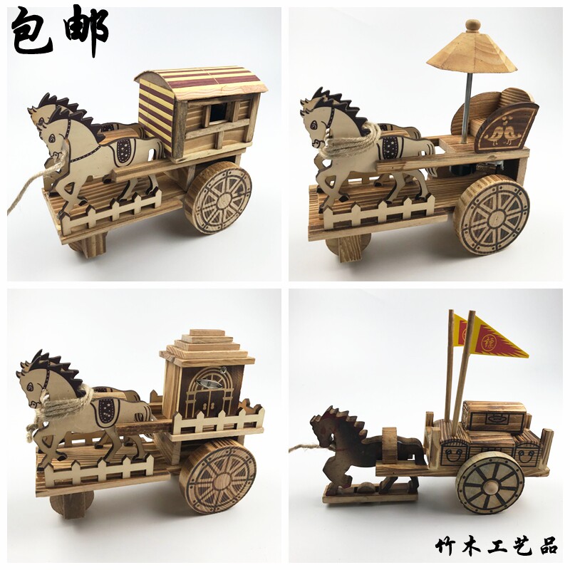 Wooden Marcar Marla Caravan Handicraft Swing Pieces Fine Carriage Model Wooden Office Home Swing Accessories Wagyu Toys