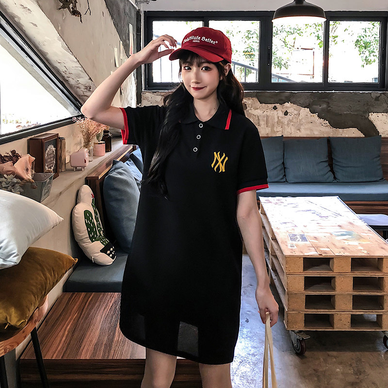 Summer new maternity short-sleeved t-shirt women wild casual long-sleeved top lapel cartoon cartoon dress