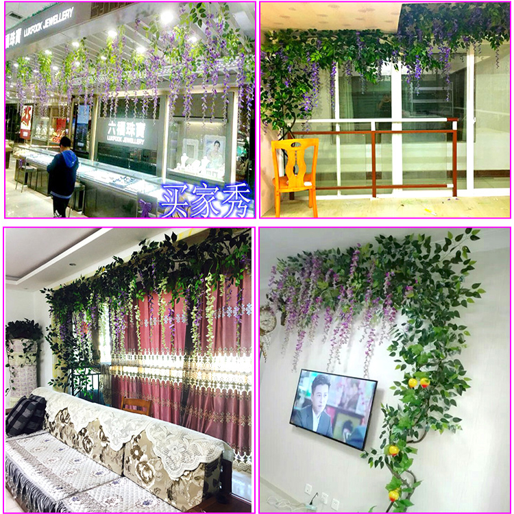 Fake Flower Vine Green Leaf Simulation Wisteria Flower Fake