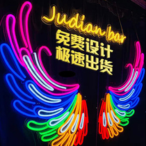 Neon Luminous Character Billboard Light Sign Bar Trim Wall LED Neon Light Strip Lamp With Mesh Red Flexible Character Card