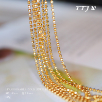 T153 18K gold laser bean necklace Au750 bead chain Joker simple temperament gift E