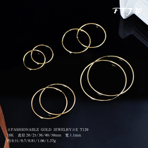 T120 18K Gold Large Ear Round Au750 Classic Circle Small Ear Clothes DIY Temperance Handy E