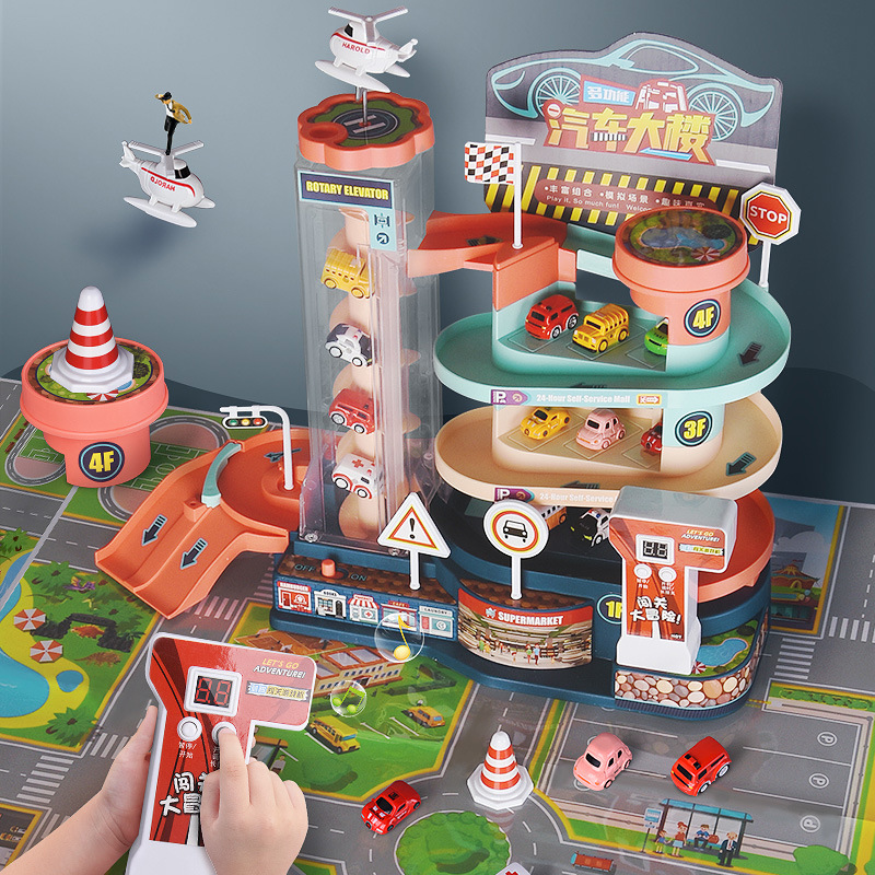 Chen recommended car children's toys to break the big adventure building parking lot birthday gift Ideal rail car