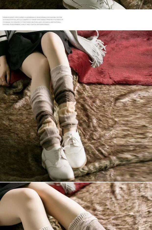 Mùa thu và mùa đông dày cashmere quần legging vớ nữ Hàn Quốc qua đầu gối len dài ống chân dài tất đẹp