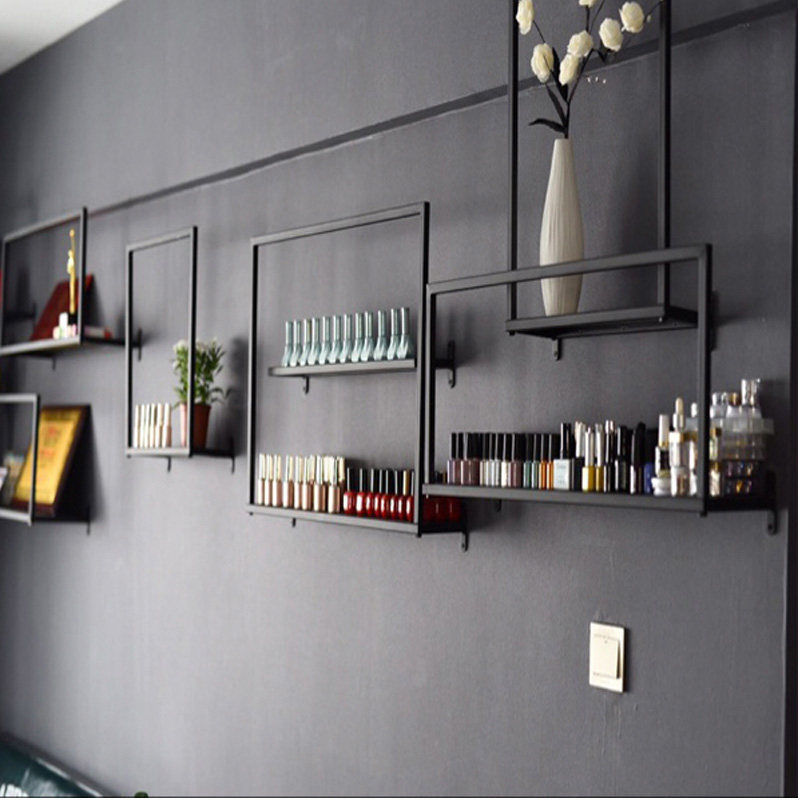 Nordic living room Wrought iron wall shelf Creative wall-mounted bookshelf Simple bedroom decoration shelf Kitchen storage shelf