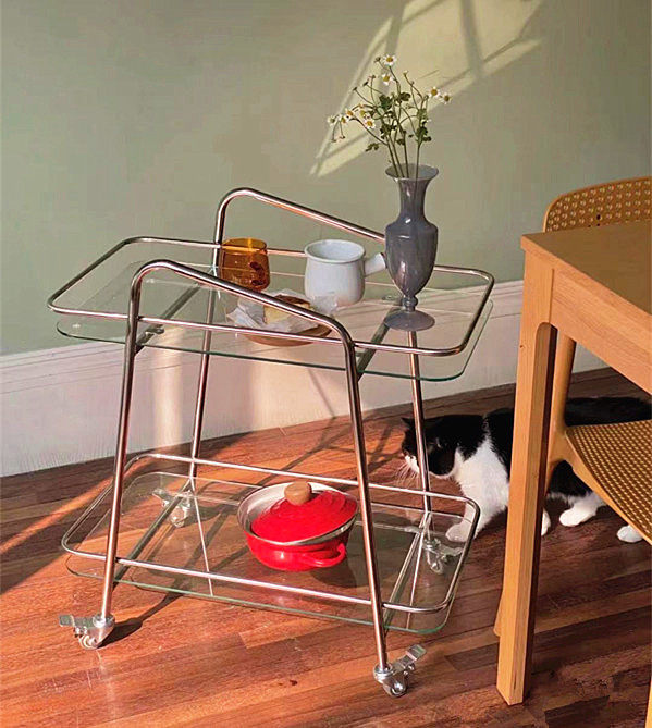 Nordic Ins Small Cart Sofa Edge A Few Stainless Steel Tea Table Balcony Flowers A Few Casual Winewater Caravan Corner A Few Folk Customs