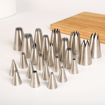 Stainless Steel Piping Nozzle with Straight Teeth, Small Star Shape, for Cream, Melt-In-Your-Mouth Beans, Ice Cream, Snow Top, Multi-Tooth Nozzle, Baking Decorating Tool