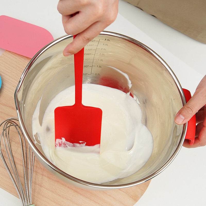 Baking High-Temperature Resistant Large Silicone Spatula for Mixing Cream, Integrated Long-Handled Sauce Spreader, Soft Scraper for Commercial Use