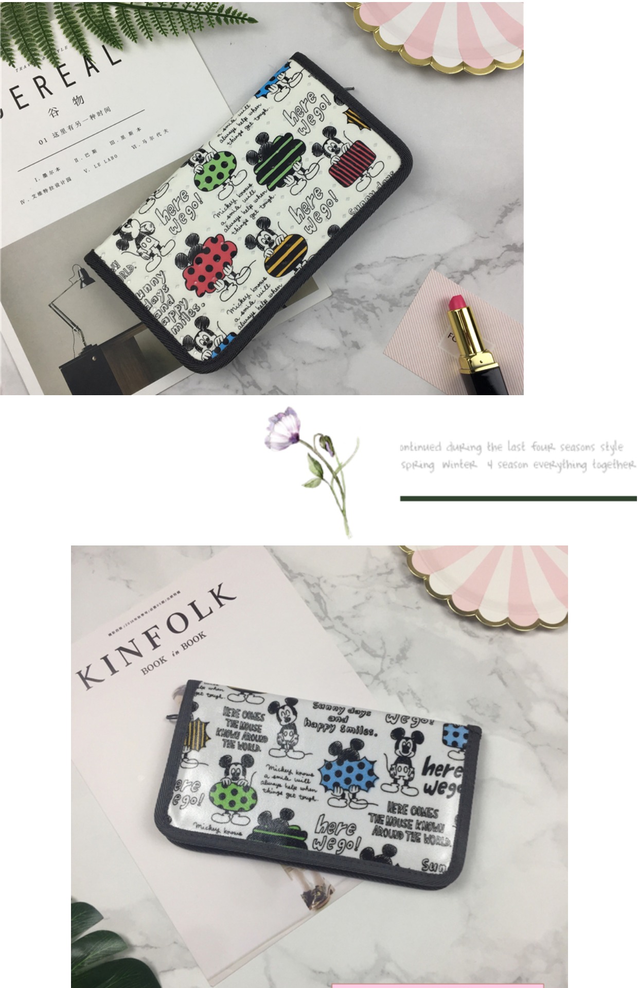 Hộ chiếu túi vé clip Mickey Katie hoạt hình ví lưu trữ túi du lịch bảo vệ bìa đa chức năng vé gói tài liệu túi đeo chéo nữ hot trend 2021
