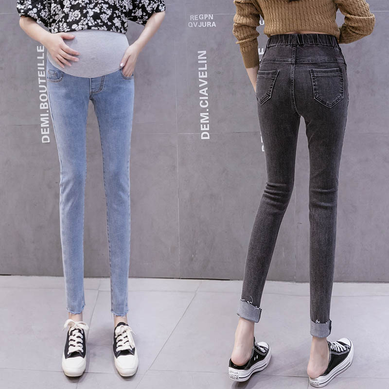 Pregnant Woman Jeans Autumn winter clothing Fashion foreign hot mother Pregnancy Personality Wave Clothing Small Foot Pencil pants Belly Pants