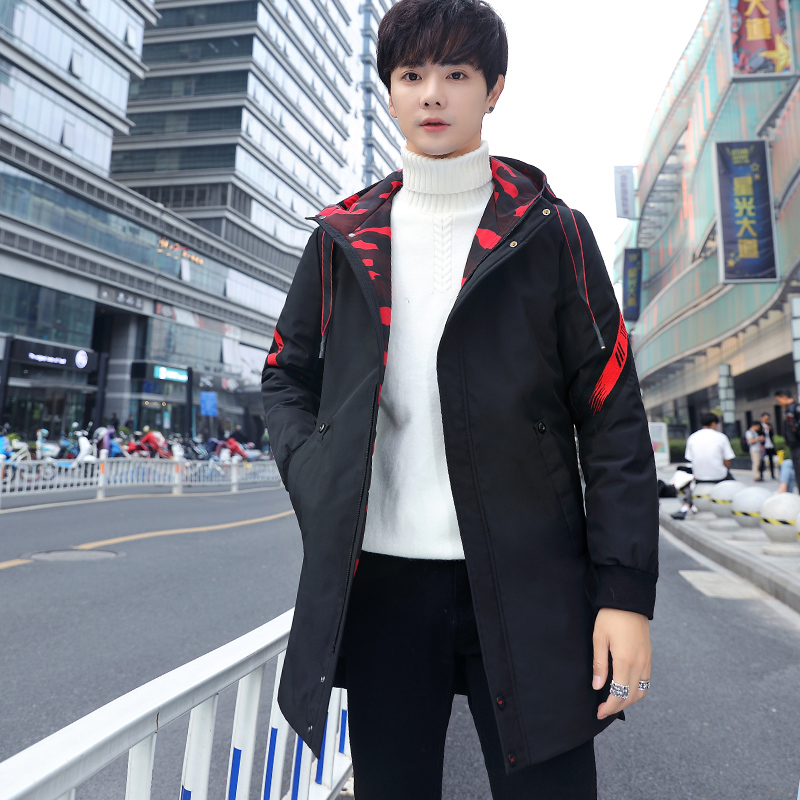 Mùa đông áo khoác nam 2020 mới của Hàn Quốc phiên bản của xu hướng thương hiệu cổ áo bông quần áo bông len dài tay áo xuống người đàn ông bông quần áo
