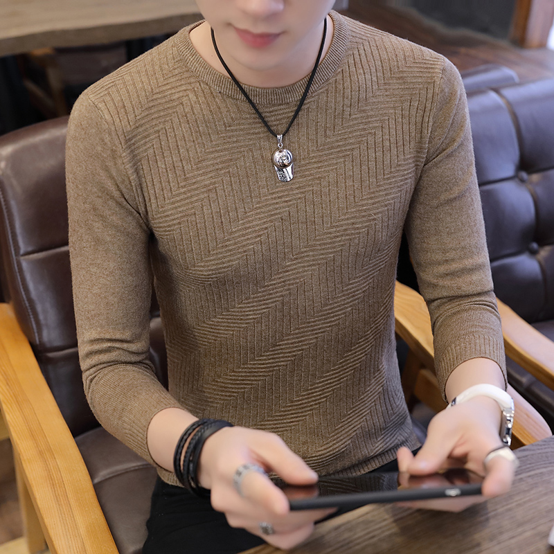 Camel ColorSpring and Autumn sweater man Korean version Crew neck Self cultivation Thin Long sleeve Sweater Autumn clothes Solid color men's wear jacket winter