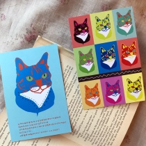 anly original] hand-painted card postcard cat