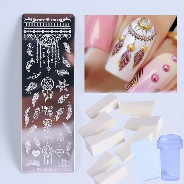 [1 набор штампов Nail Art Plate Leaf Flower Dreamcatcher]
