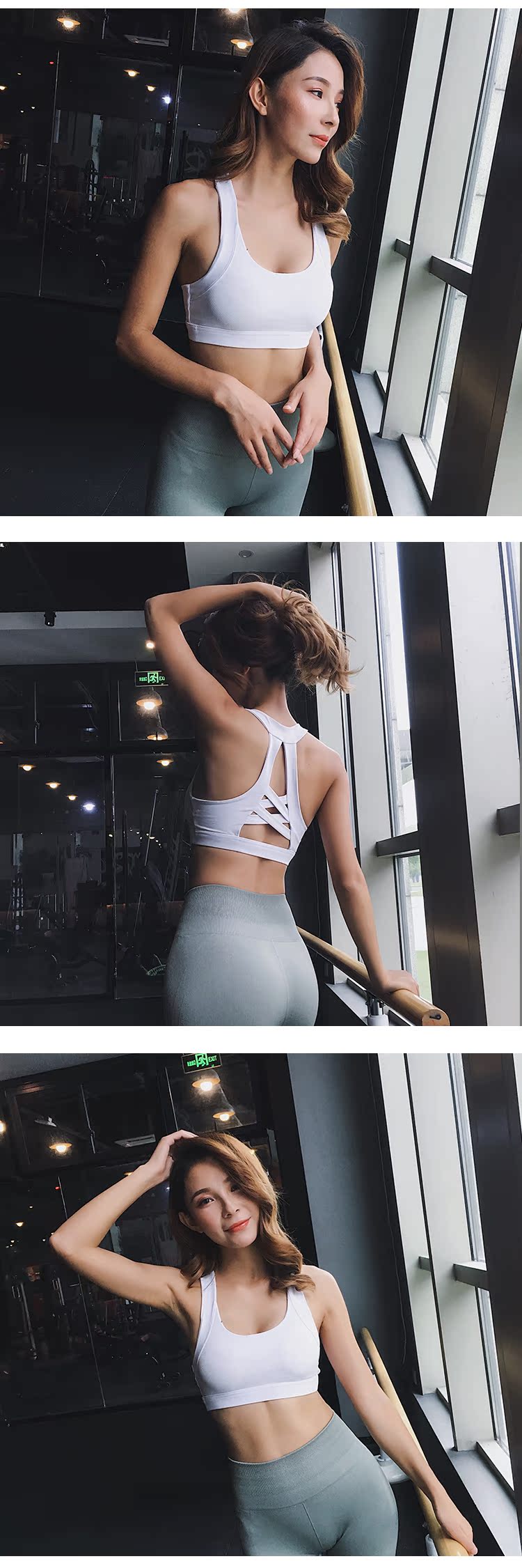 Chạy bộ đồ lót thể thao đeo chéo gợi cảm Kaka nữ chống sốc tập hợp rập khuôn yoga áo ngực tập thể dục áo bra tập gym big size