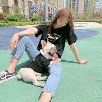 Summer dog necropics Korean version puppies kinder with letters patterned cotton T-shirt small dog Garfy kitty two feet