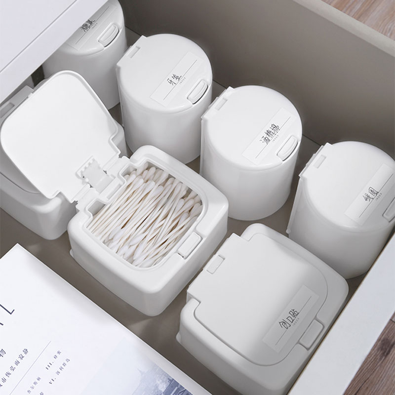 Mini-covered plastic office desktop container barrel cotton box dust-proof small objects sorting box window