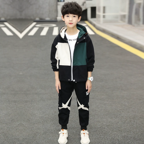 Весенний комплект для мальчиков, форма, весенняя толстовка с капюшоном, детская куртка, подходит для подростков, 2021 года, в корейском стиле, в западном стиле