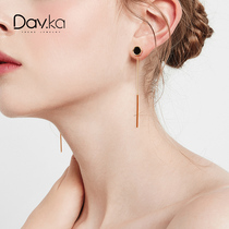 Black earrings 2021 new fashion ear line womens short hair round face temperament Western style tassel simple fashionable earrings