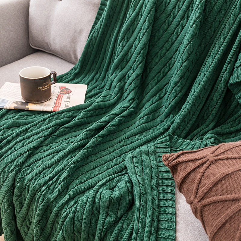 Pure cotton net red Nordic knitted blanket office nap single dormitory student leisure blanket quilt sofa cover blanket