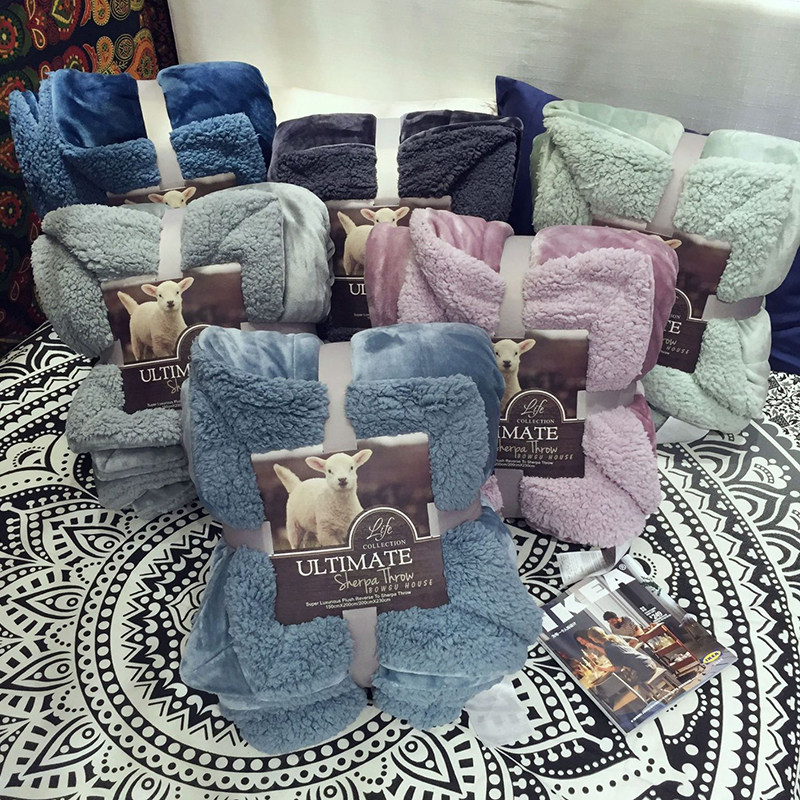 Lamb velvet small blanket quilt winter thickened double layer flannel nap sofa blanket double coral fleece sheet