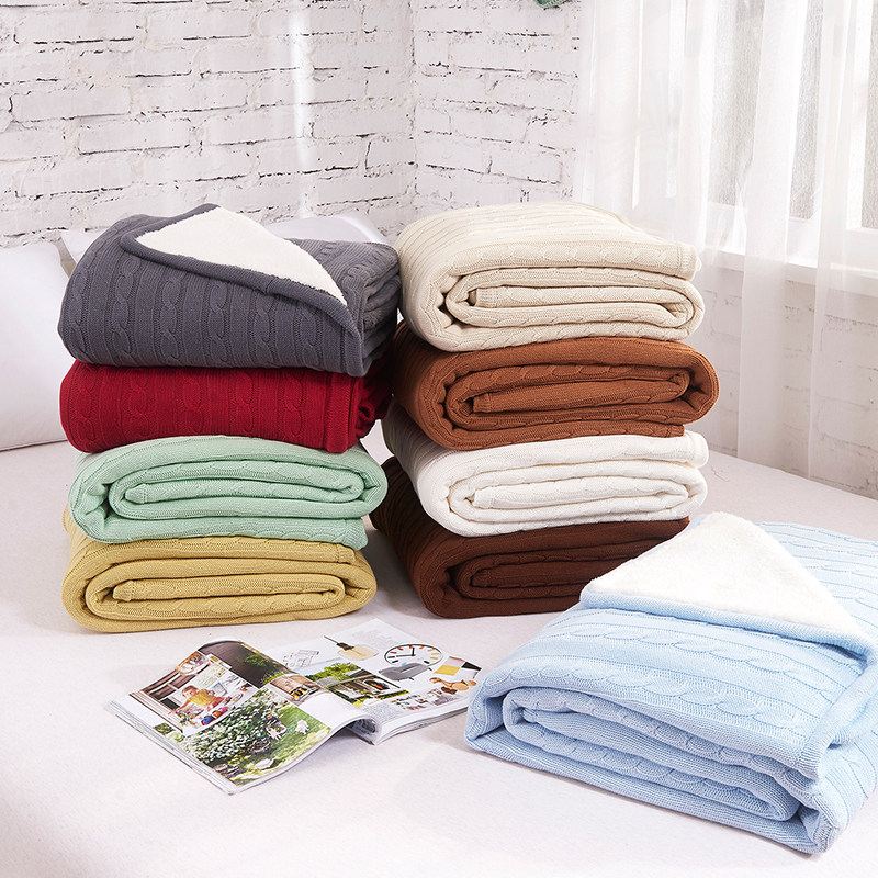 Knitted blanket lamb velvet office nap student dormitory single thickened double-layer cotton winter warm blanket