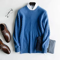 Mùa thu và mùa đông tre mới nam 100% áo len cashmere nguyên chất cổ tròn áo len dài tay màu rắn dày ấm ấm Slim Slim quần jean nam ống rộng