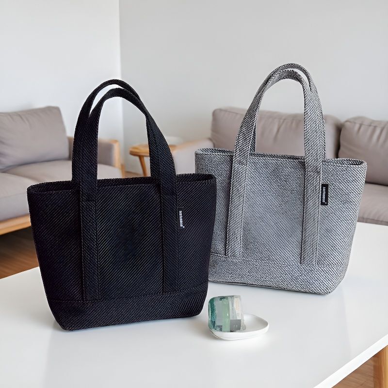 Japanese Style Handbag, Imitation Linen Pattern, Simple Cloth Bag, Large Capacity Women's Bag, Commuting Mommy Bag, Casual Handbag for Going Out