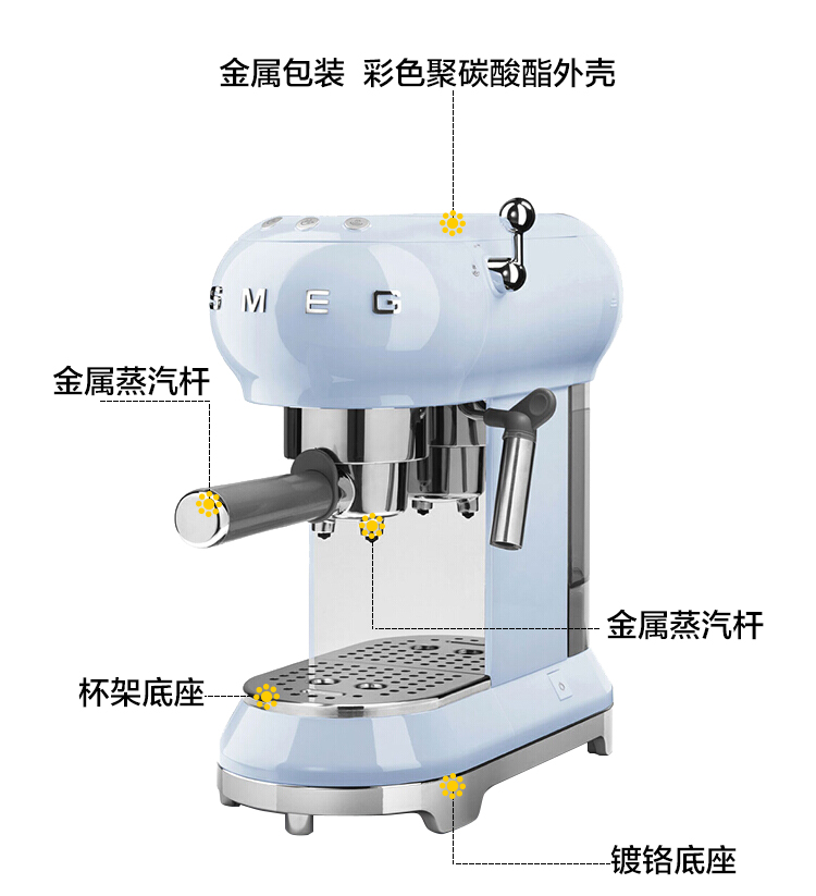 Máy pha cà phê SMEG nhập khẩu từ Ý ECF01 Ý có thể chơi bọt bán tự động - Máy pha cà phê 	máy pha cà phê espresso cầm tay