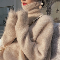 Ma hair hair sweater girl 2022 autumn and winter new lazy mink sleeve tightening wind thickening blast