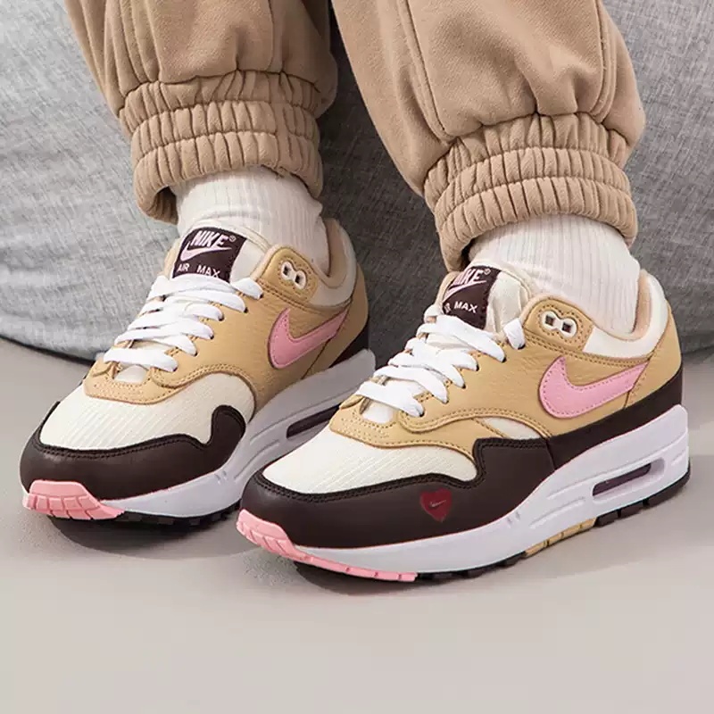 Nike Air Max 1 Women's Yellow Pink Brown Love Heart Air Cushion Sports Casual Running Shoes Fz4346-200